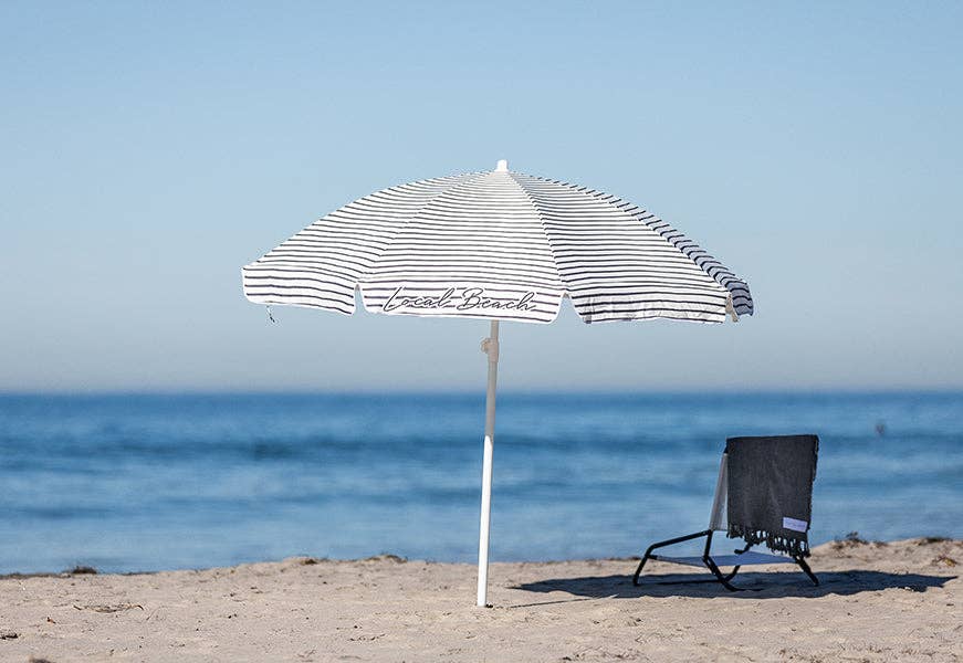 Brush Stripe Beach Umbrella - Black