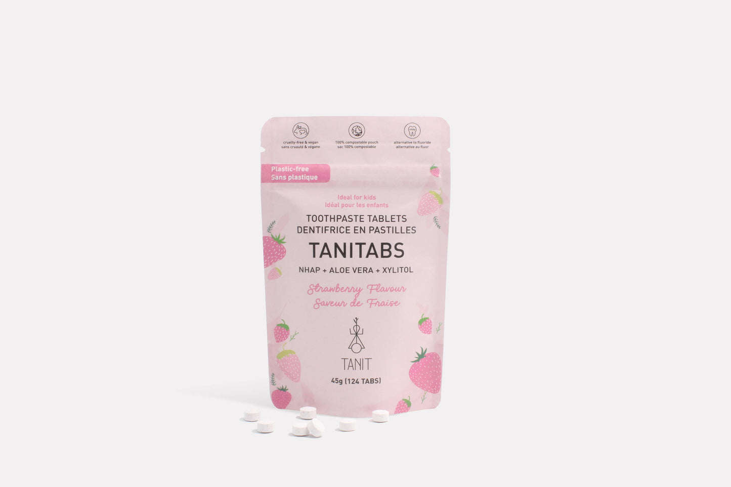 Strawberry Toothpaste Tablets - Compostable refill - 124 tabs