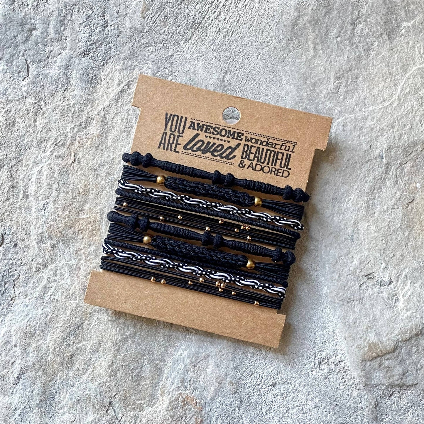 Boho Hair Ties on Kraft Card | Black