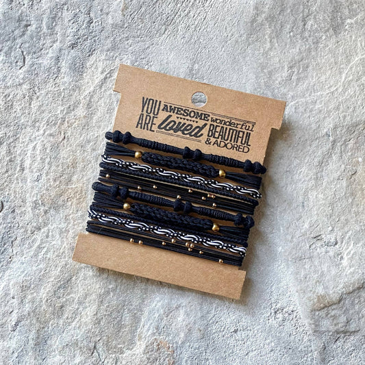 Boho Hair Ties on Kraft Card | Black