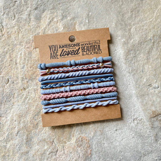 Boho Hair Ties on Kraft Card | Sky Blue