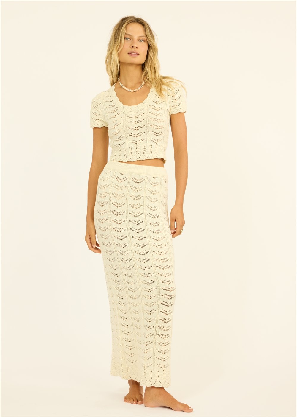 Beach Dreams SS Knit Top - Sea Salt