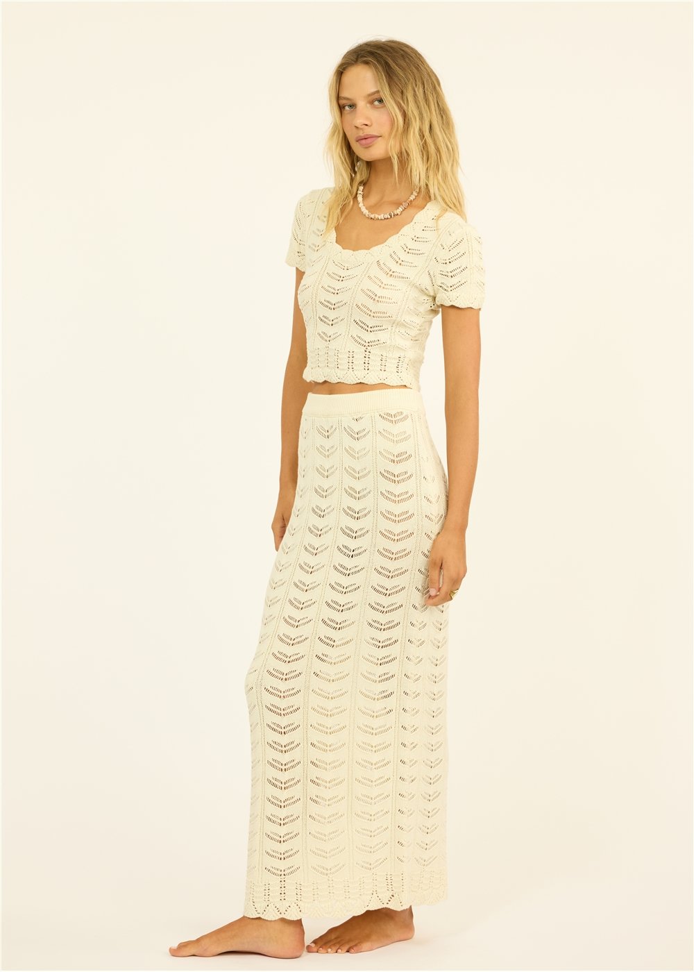 Beach Dreams SS Knit Top - Sea Salt