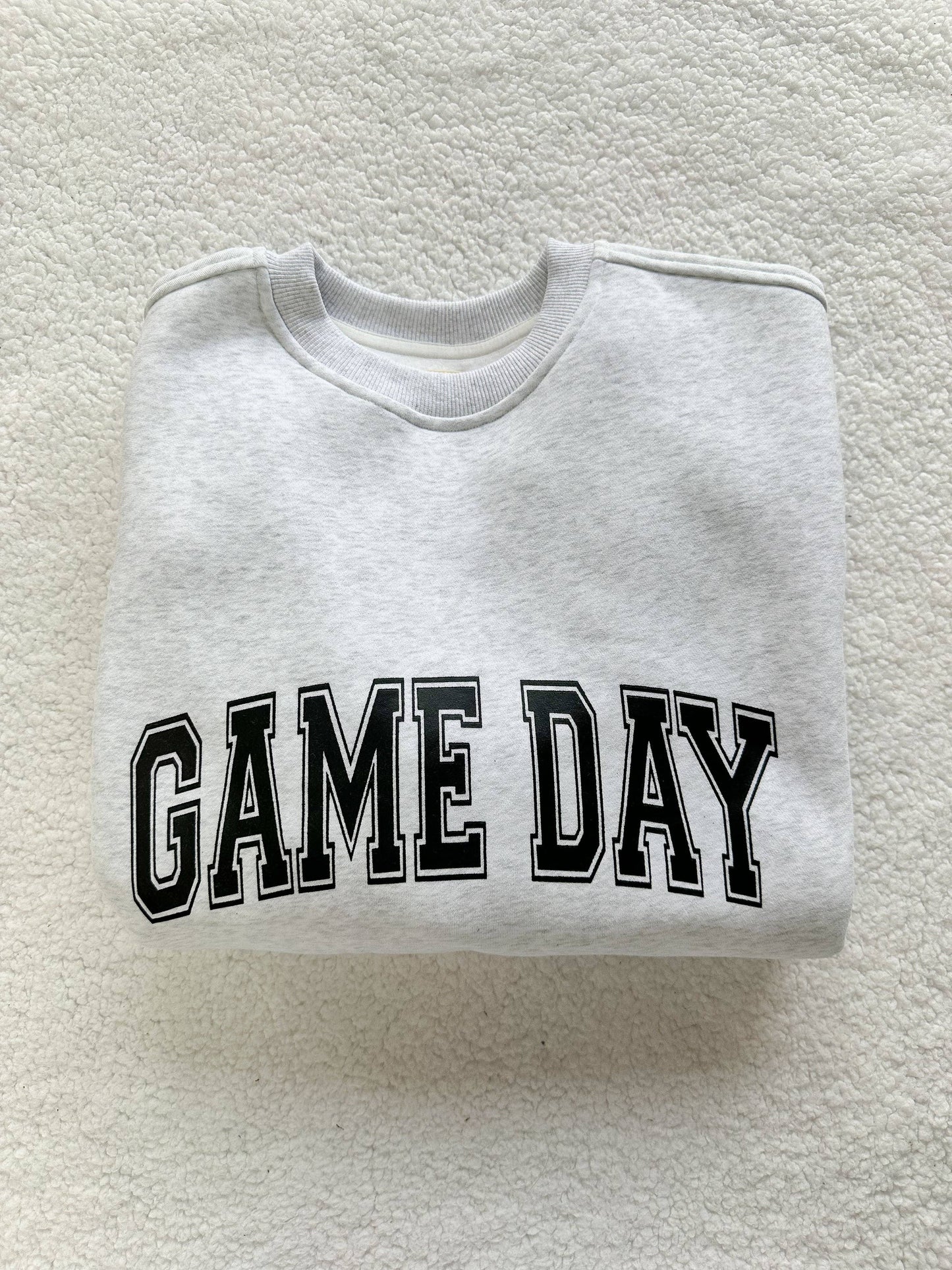 Game Day Embroider Football Bows Sweatshirt - Pearl Grey