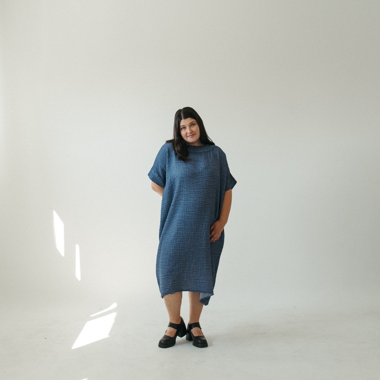 Crinkle Balloon Dress - Denim