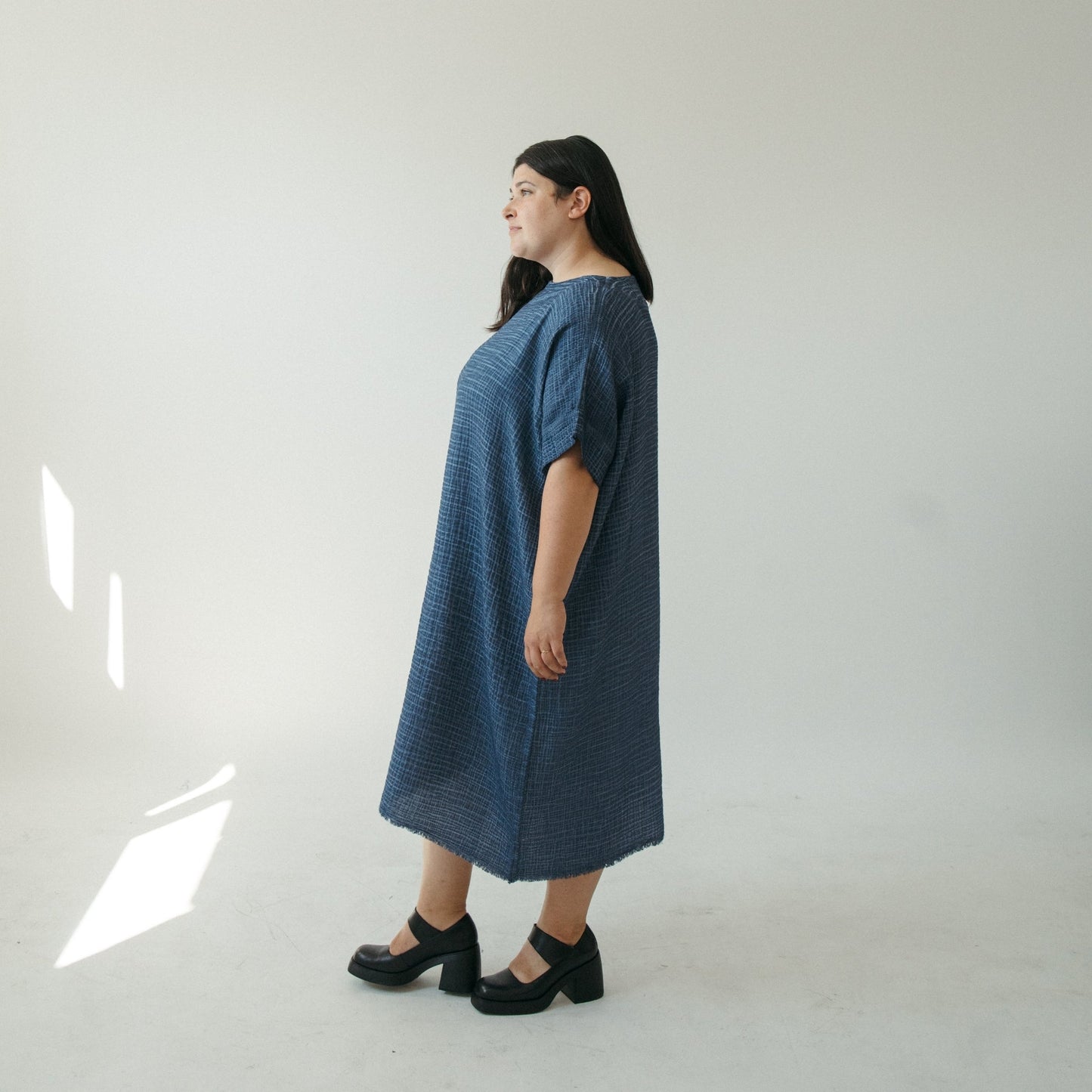 Crinkle Balloon Dress - Denim