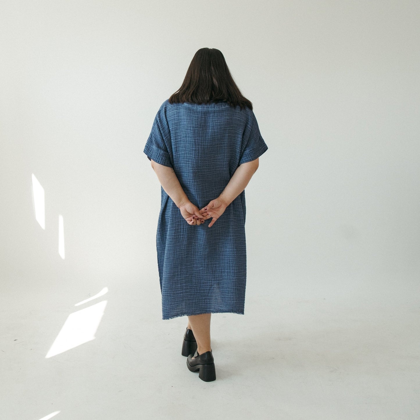 Crinkle Balloon Dress - Denim