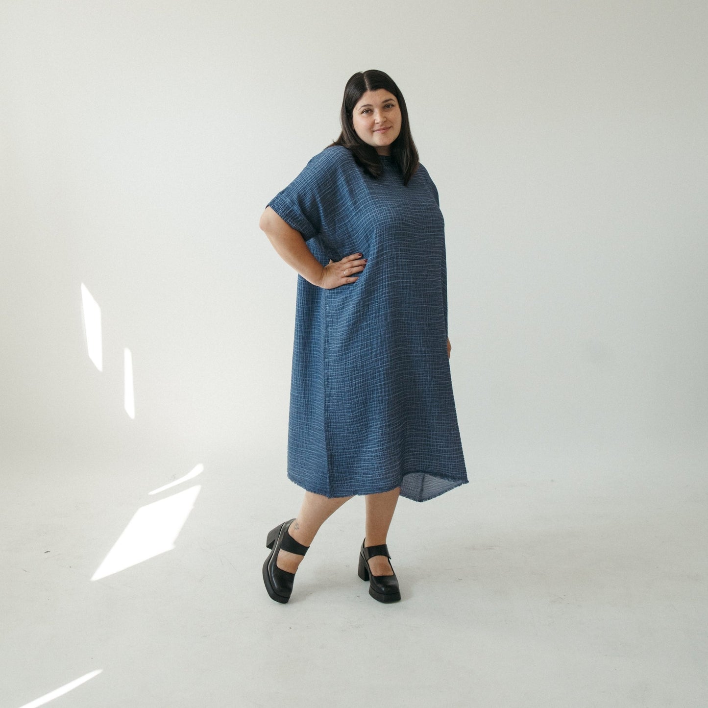 Crinkle Balloon Dress - Denim