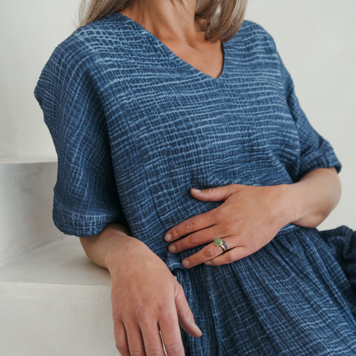Crinkle Crop Top - Denim