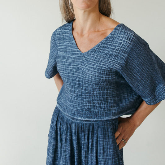 Crinkle Crop Top - Denim