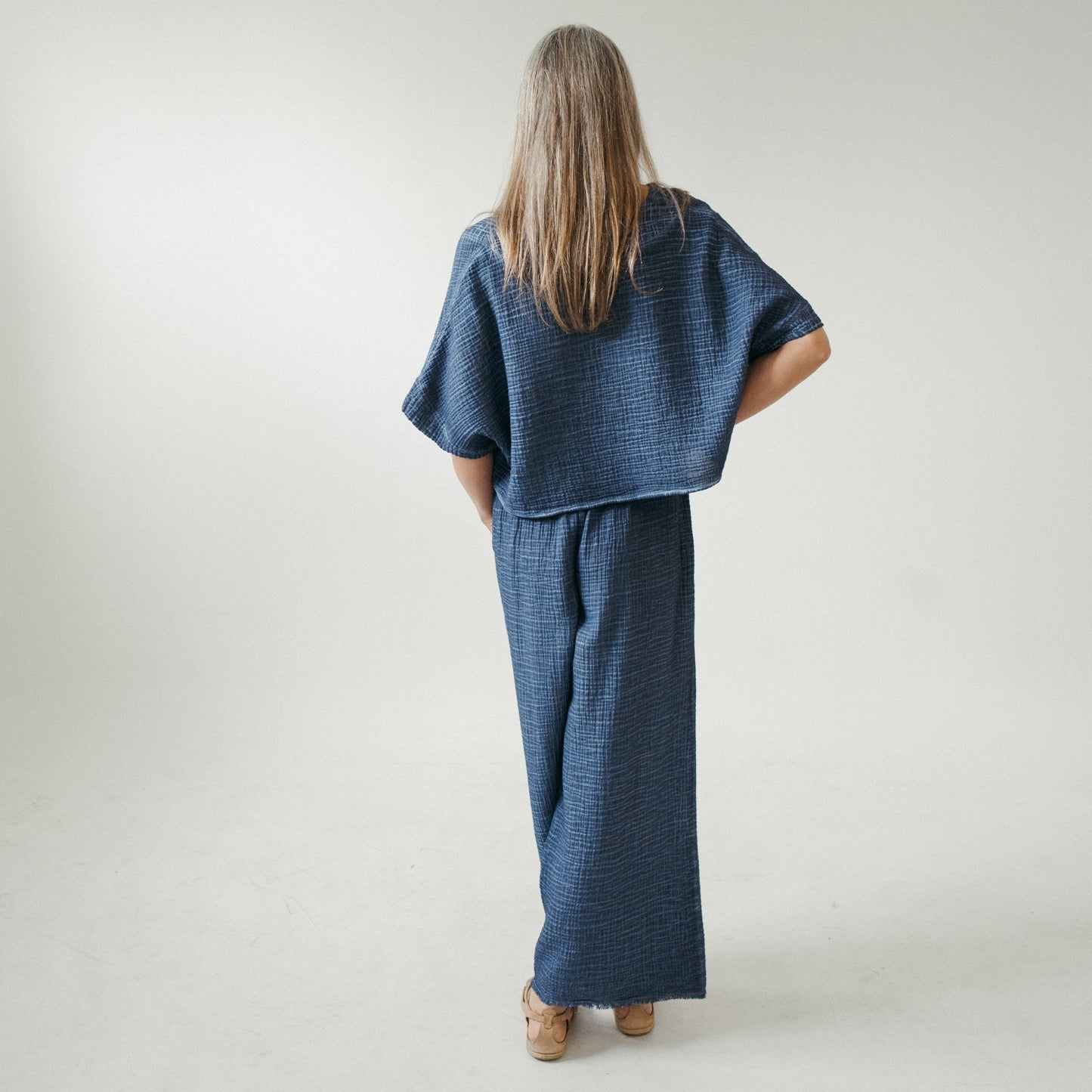 Crinkle Crop Top - Denim