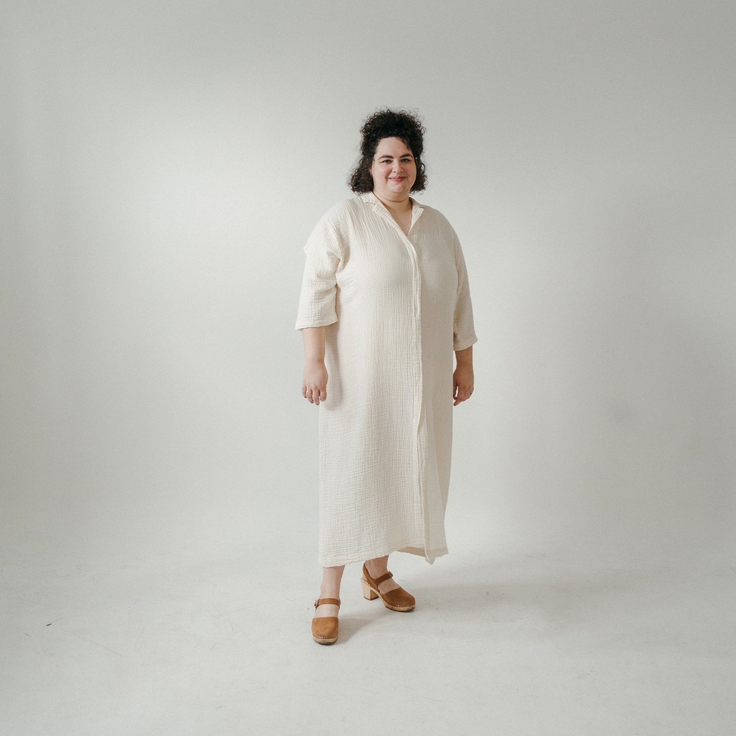 Crinkle Shirt Dress Plus - Cream