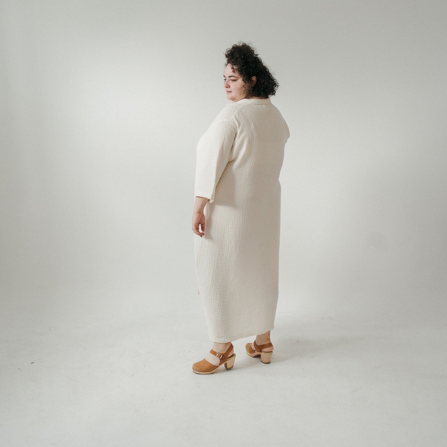 Crinkle Shirt Dress Plus - Cream