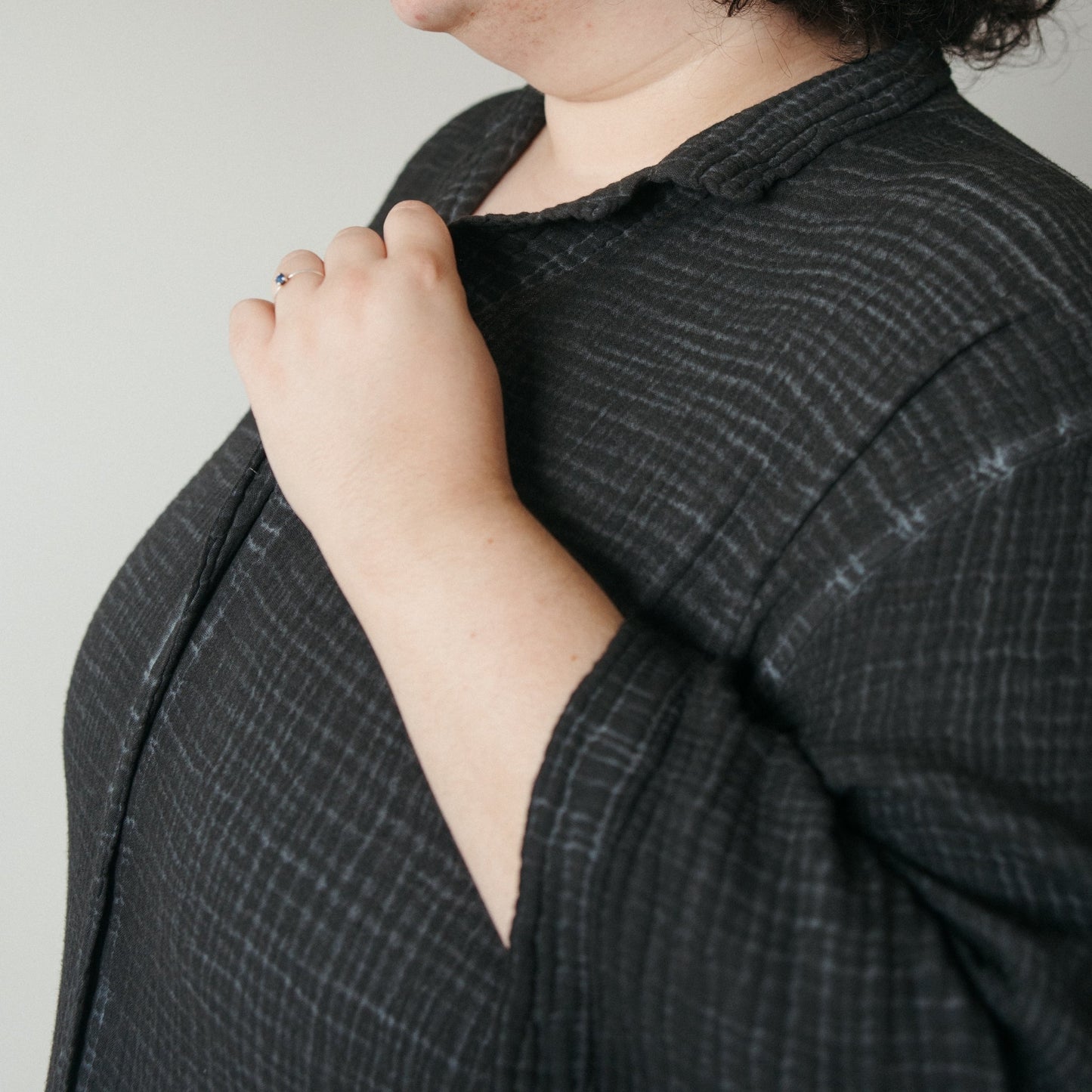 Crinkle Shirt Dress Plus - Black