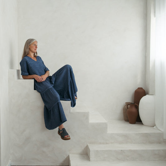 Crinkle Skirt Pants - Denim