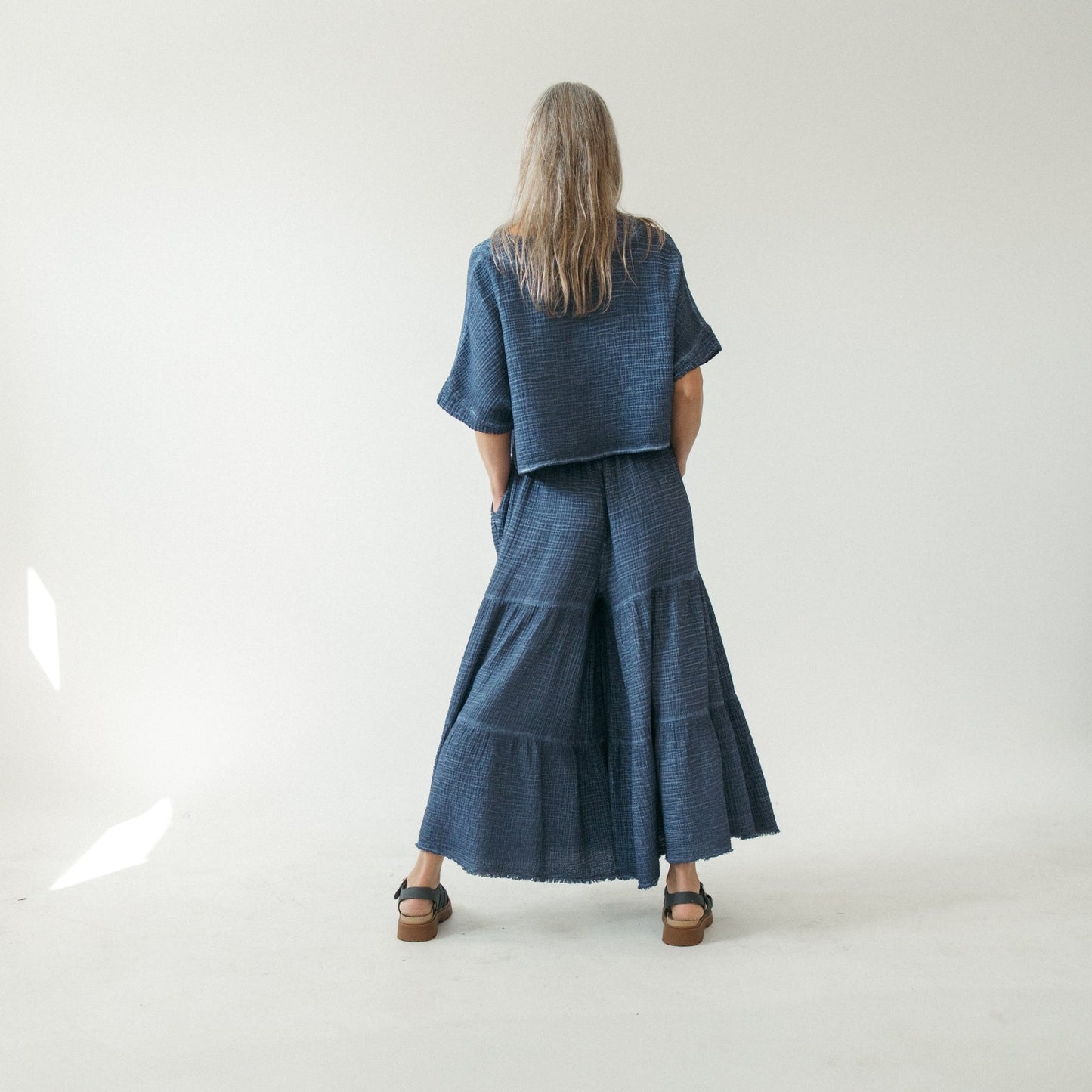 Crinkle Skirt Pants - Denim