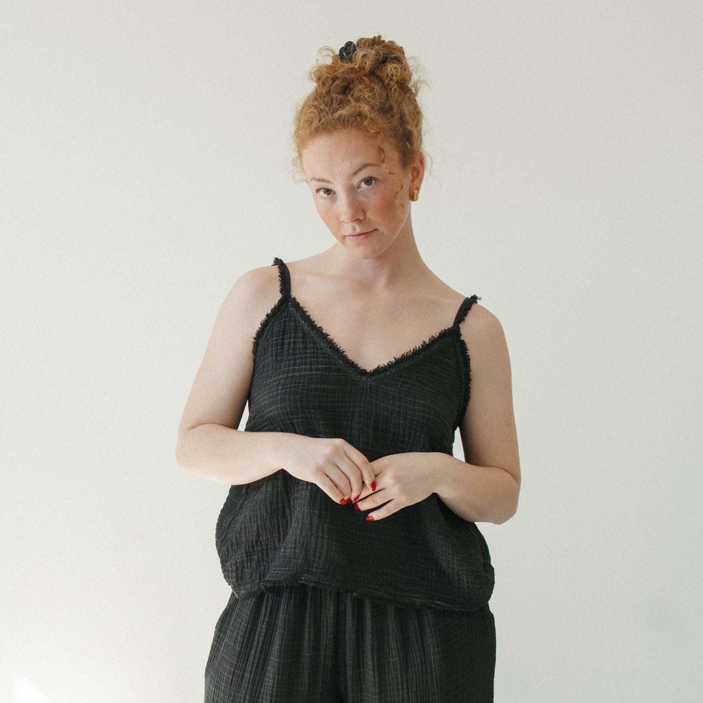 Cream Crinkle Cotton Strappy Top - One-Sized