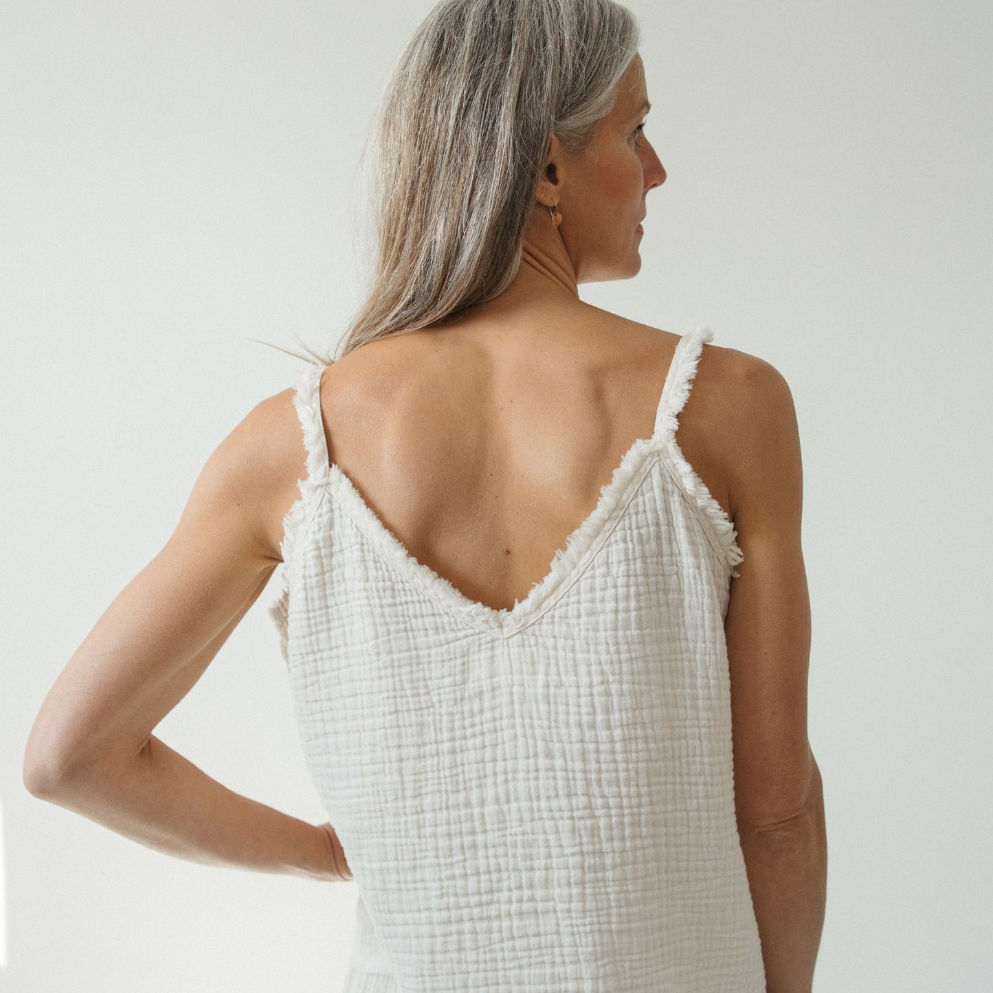 Cream Crinkle Cotton Strappy Top - One-Sized
