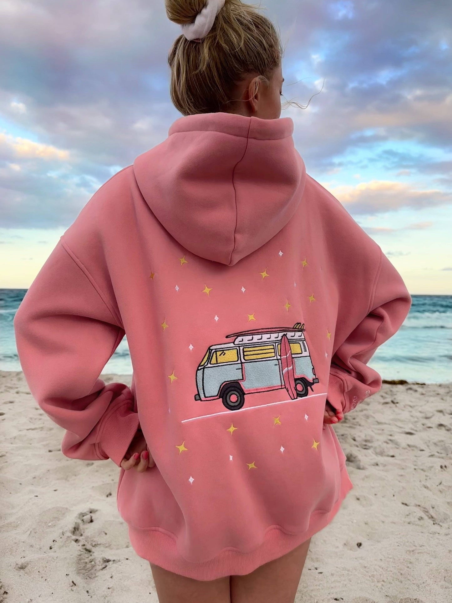 Embroider Van Star Hoodie - Ice Cream Pink
