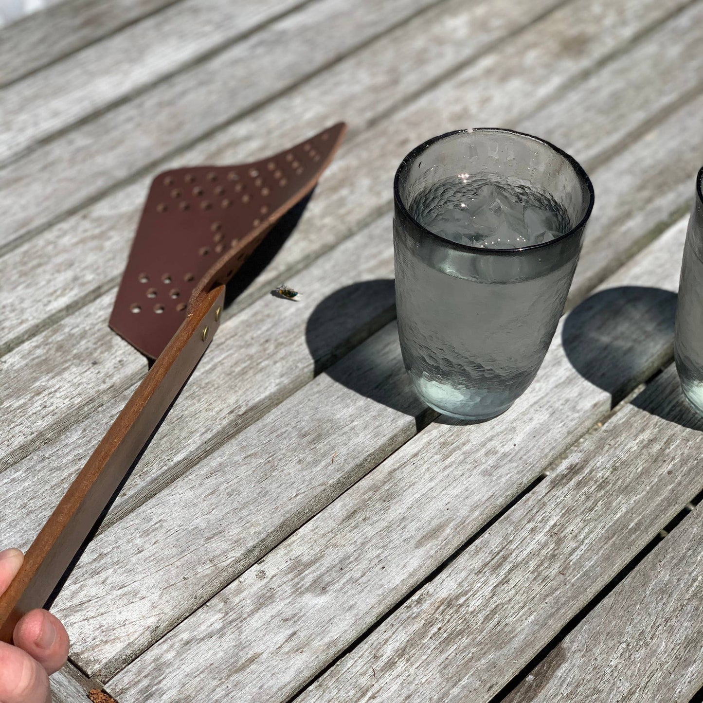 Extra Large Acacia wood and Leather Fly Swatter