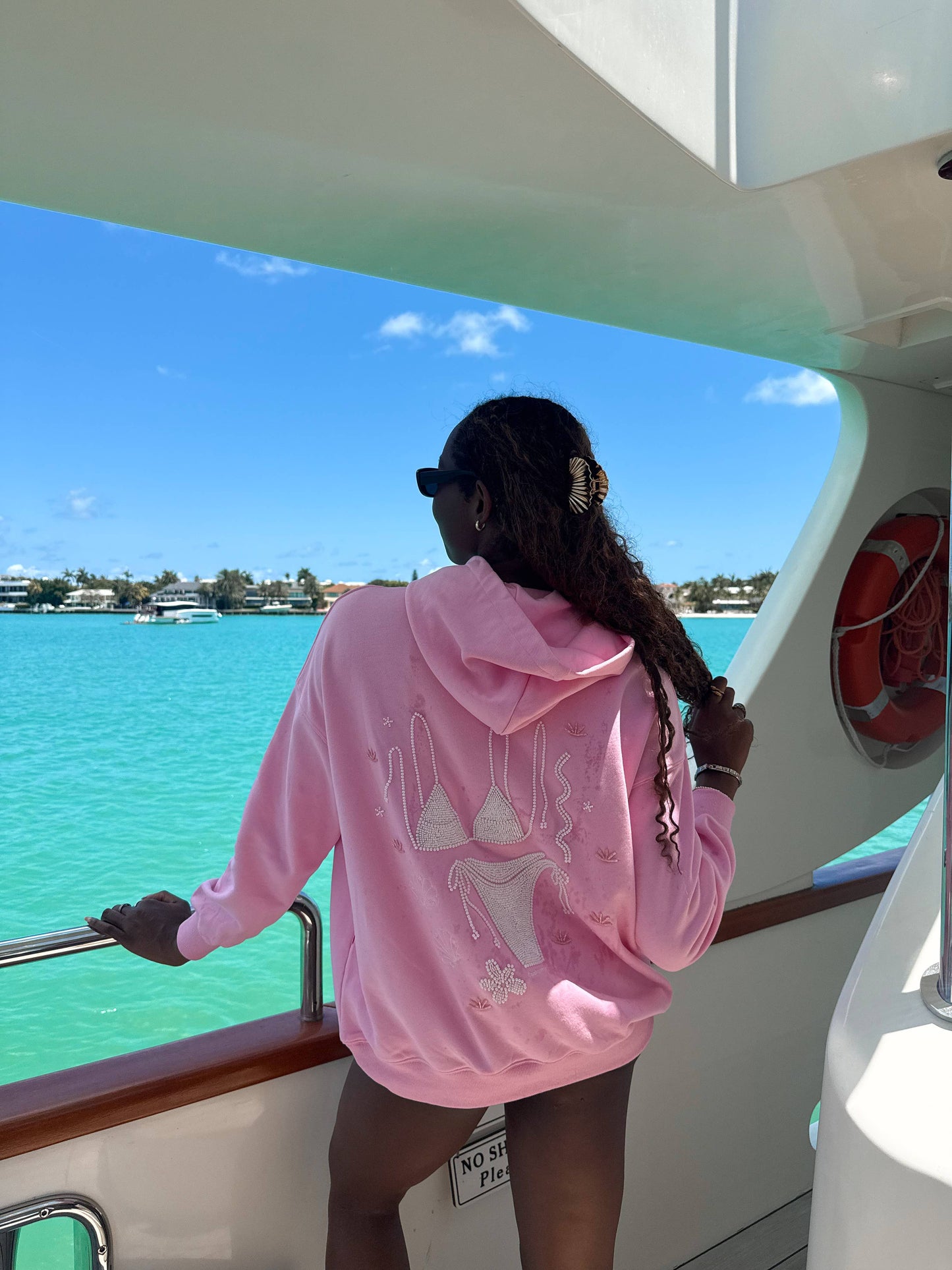 Lottie Pink Bikini Beaded Ocean Hoodie 100% Cotton - Lottie Pink