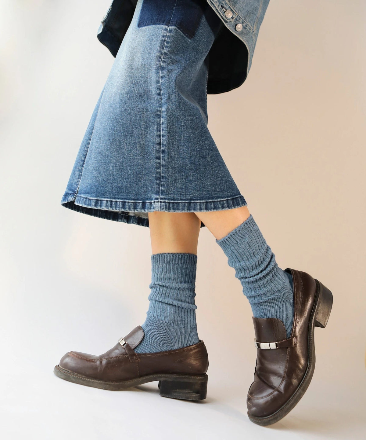 Dyed Cotton Socks - Washed Indigo