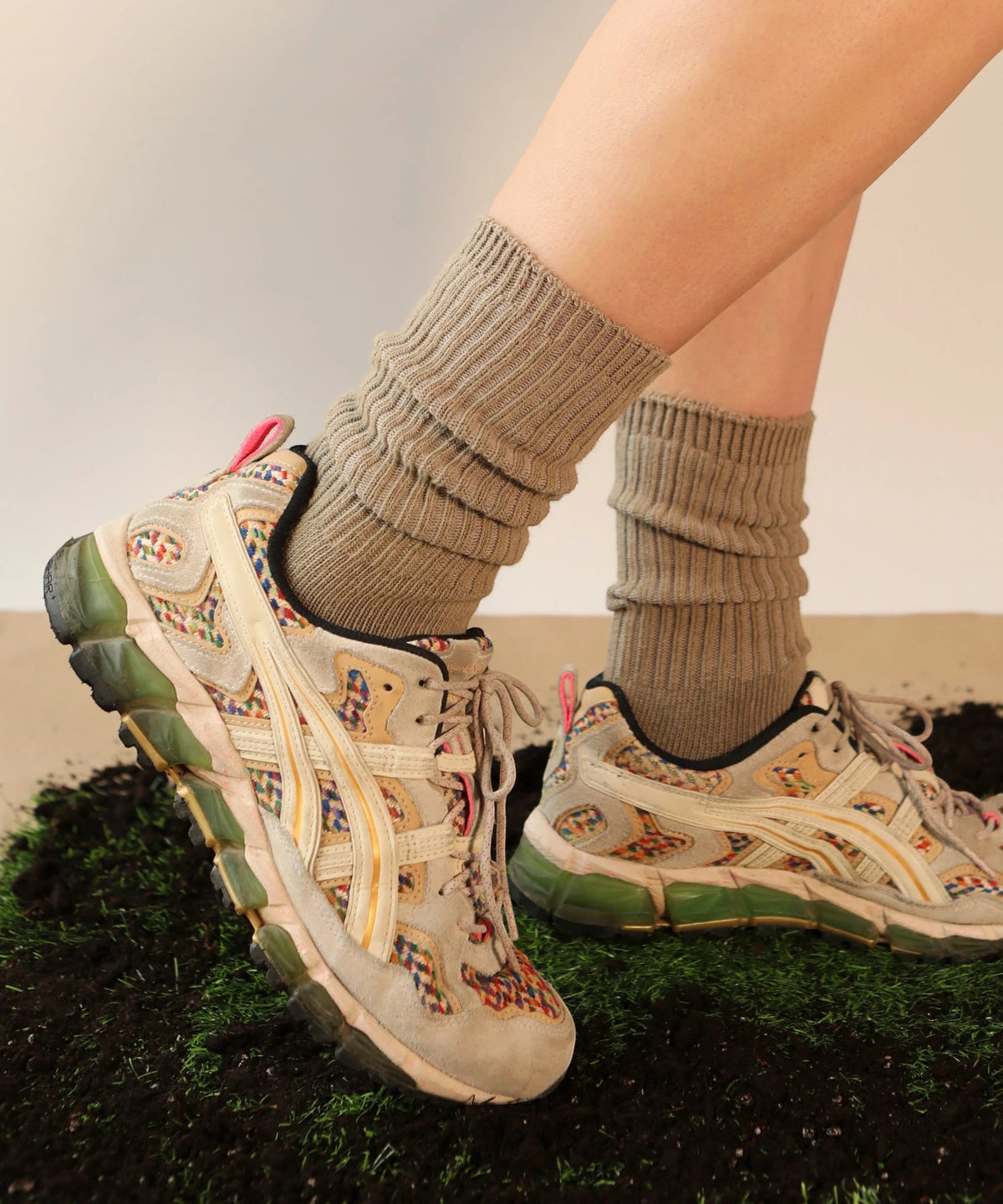 Dyed Cotton Socks - Khaki