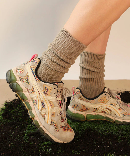 Dyed Cotton Socks - Khaki