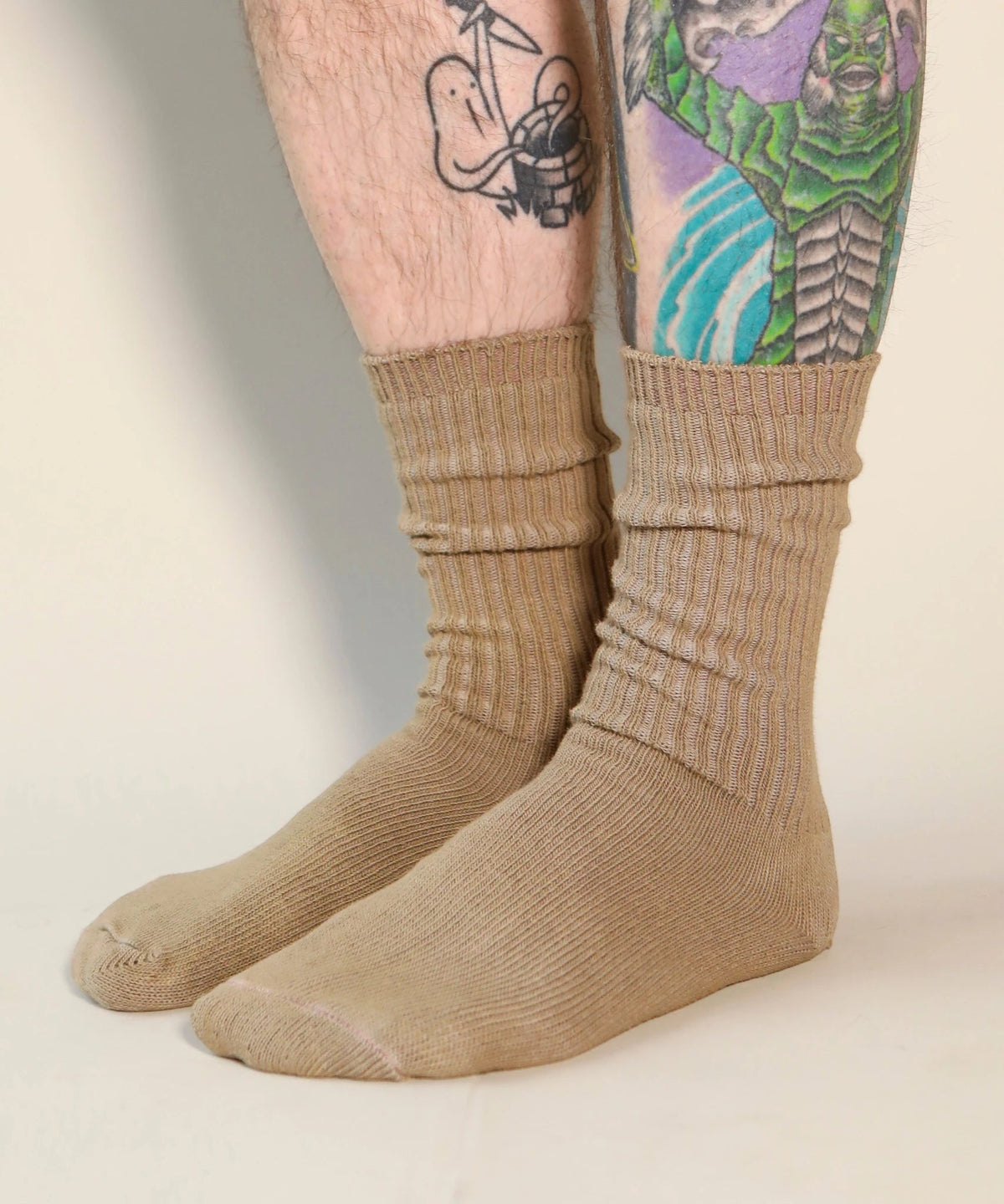 Dyed Cotton Socks - Khaki