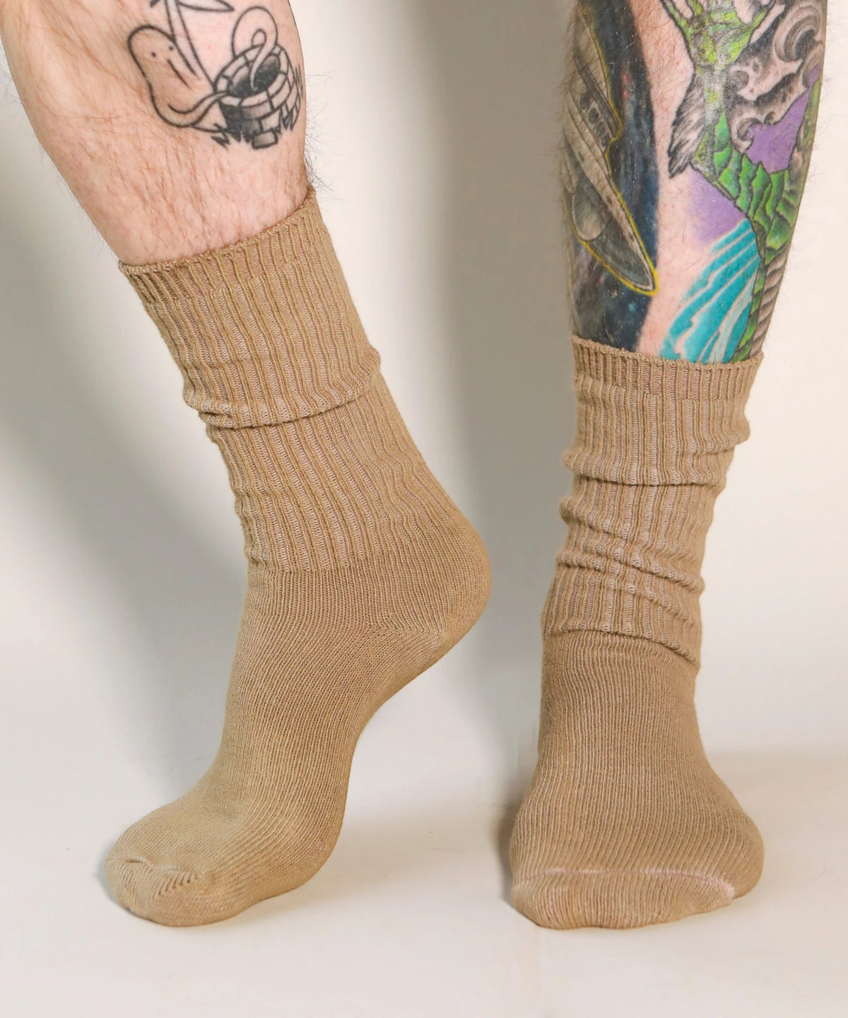 Dyed Cotton Socks - Khaki