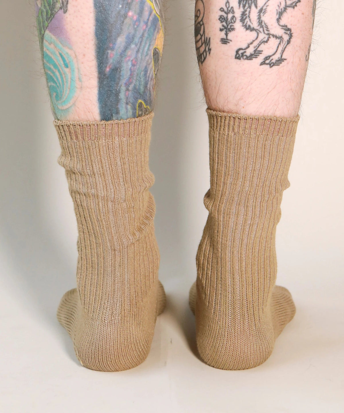 Dyed Cotton Socks - Khaki
