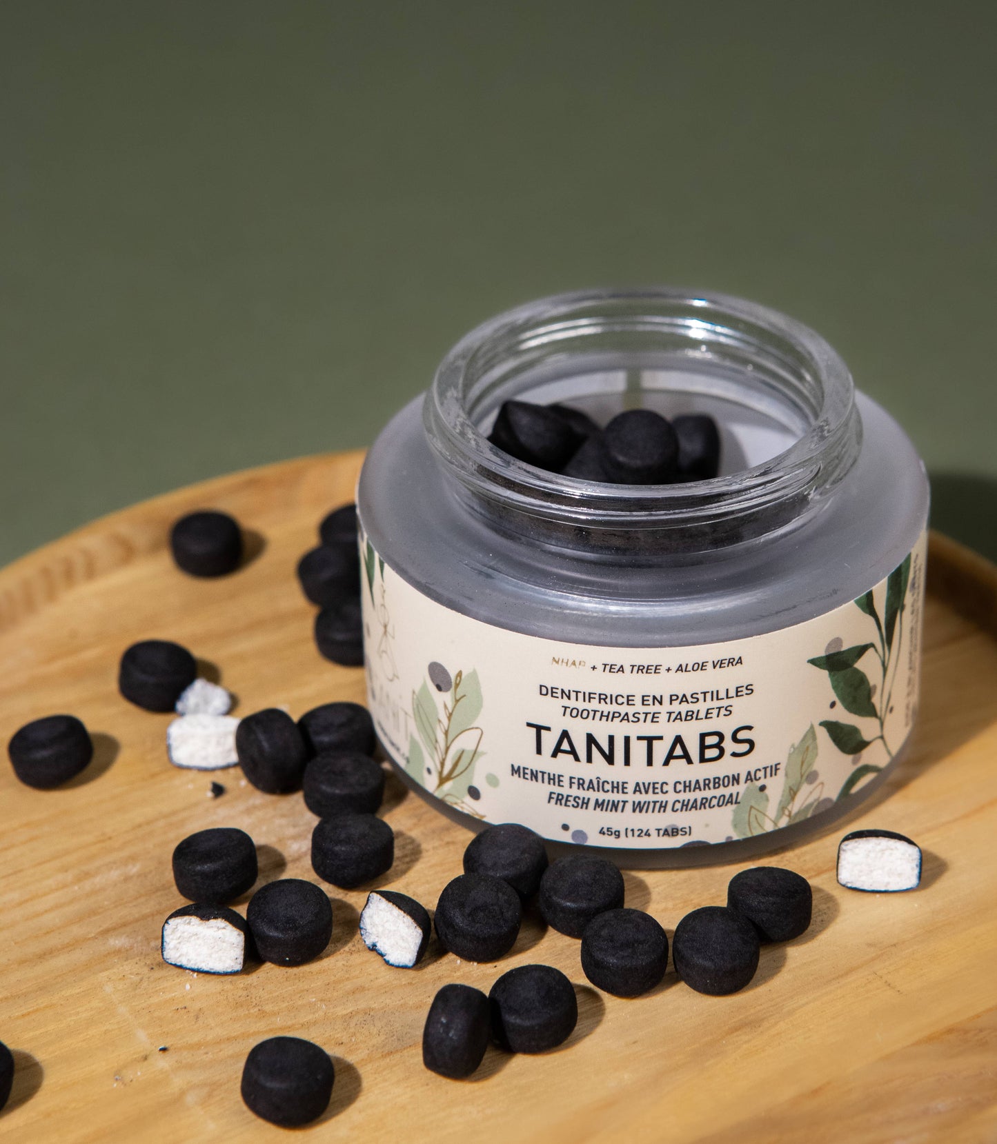 Mint Charcoal Toothpaste Tablets - Reusable jar - 124 tabs