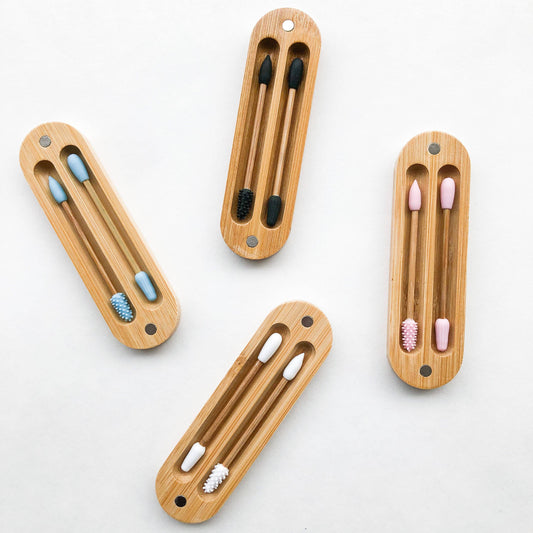 Reusable Bamboo Silicon Q-Tips with Bamboo Case