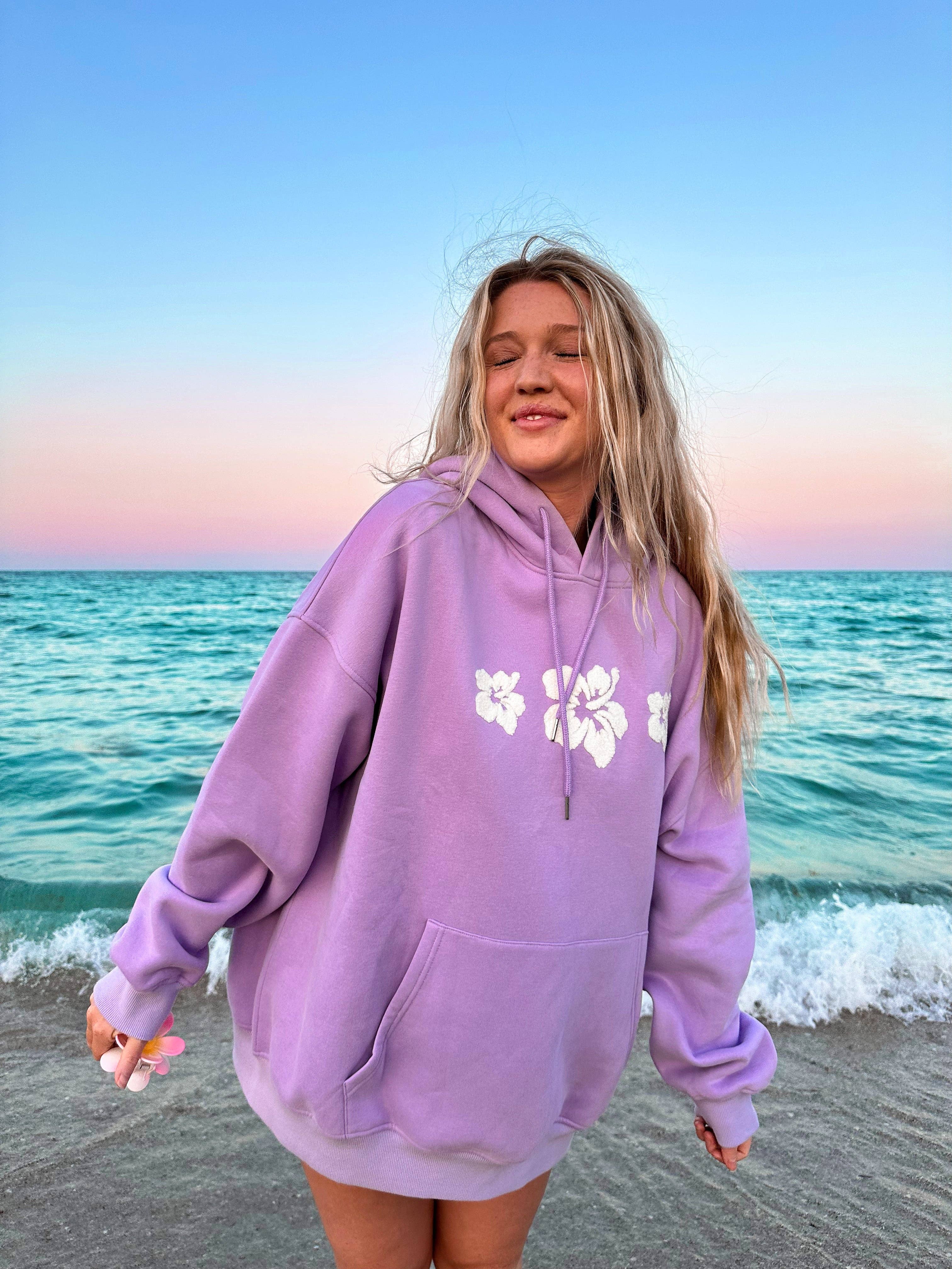 Hibiscus Flower Towel Embroider Hoodie – Planks Canada