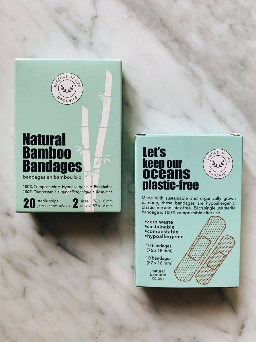 100% Biodegradable Bamboo Bandages - 20 Strips (2 Sizes)