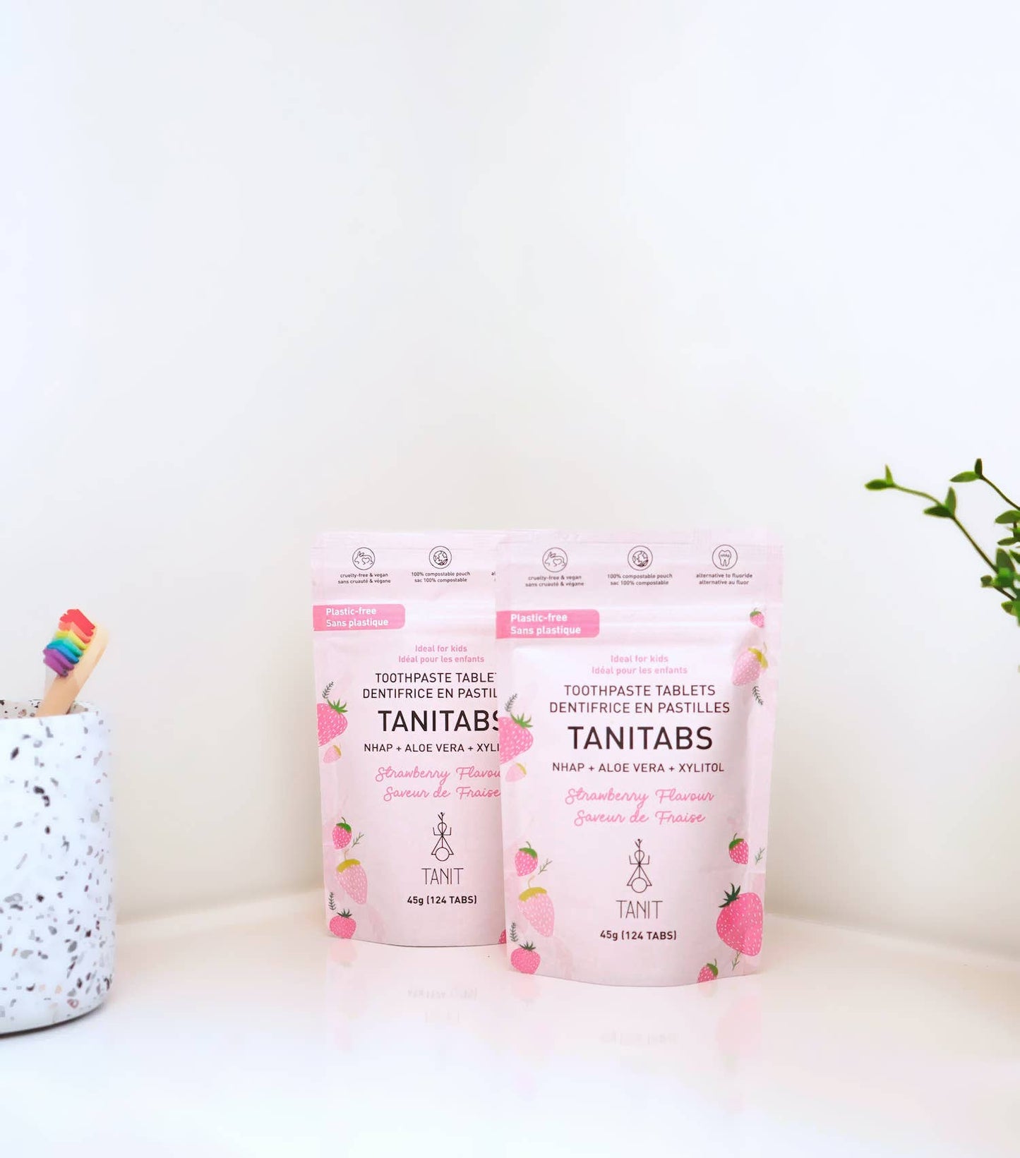 Strawberry Toothpaste Tablets - Compostable refill - 124 tabs