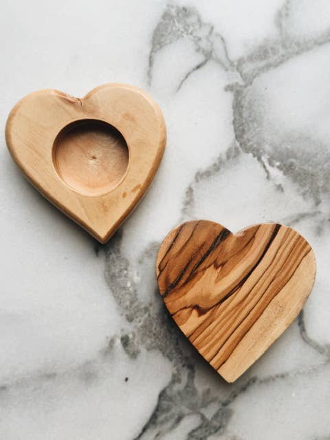 Olive wood Candle Holders - hand carved in Bethlehem