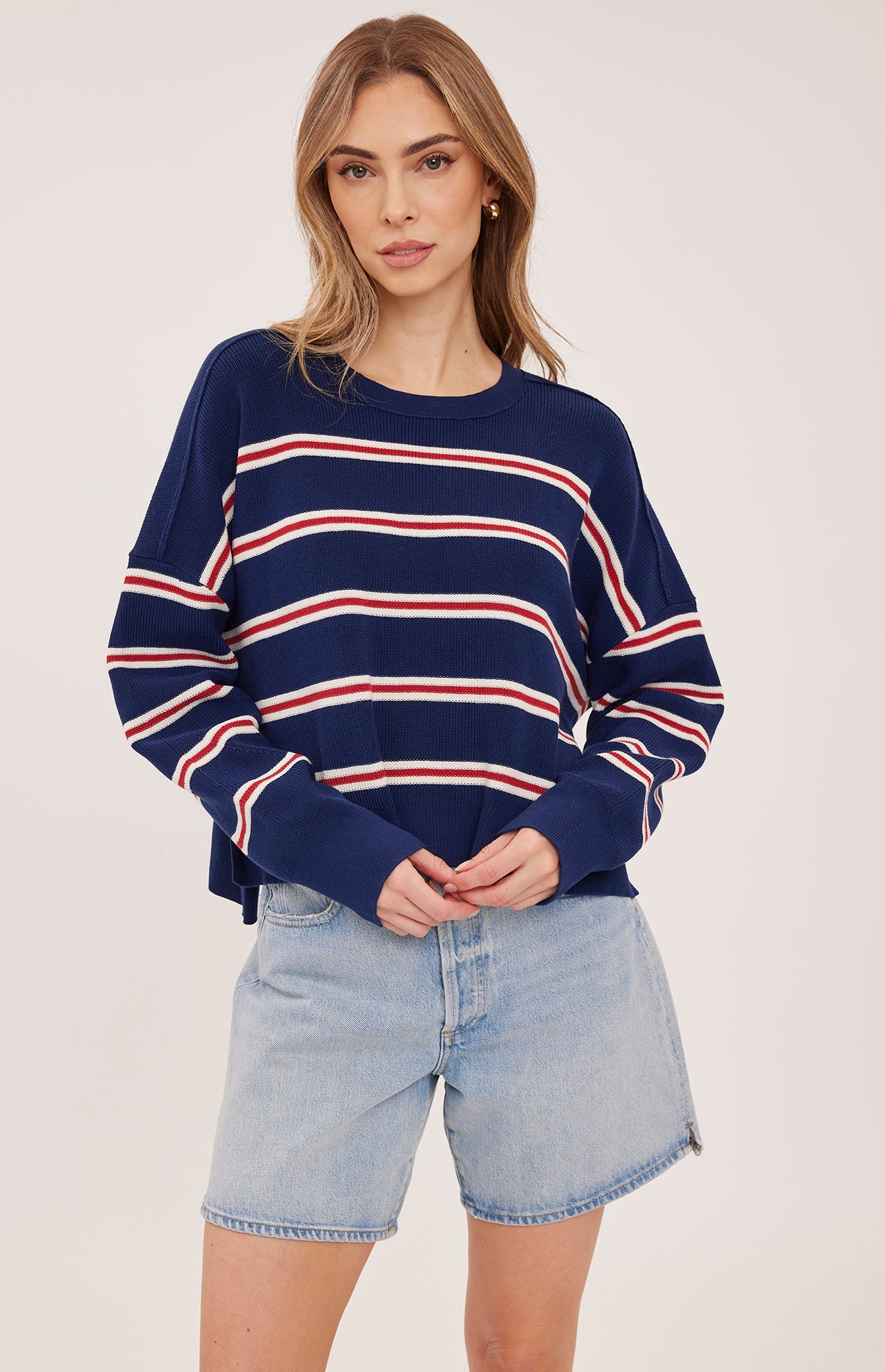 Echo Pullover Sweater - Navy Stripe