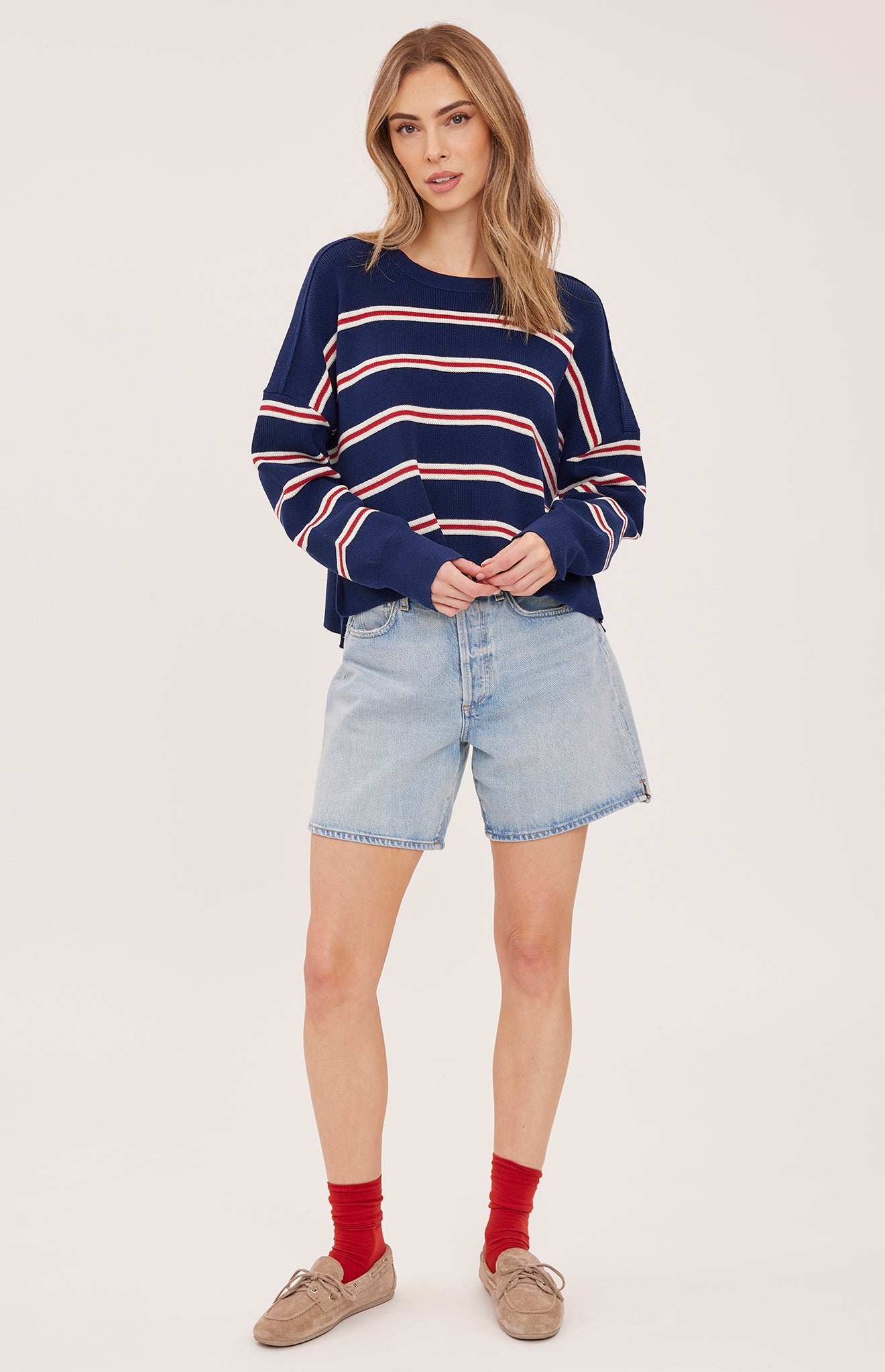 Echo Pullover Sweater - Navy Stripe