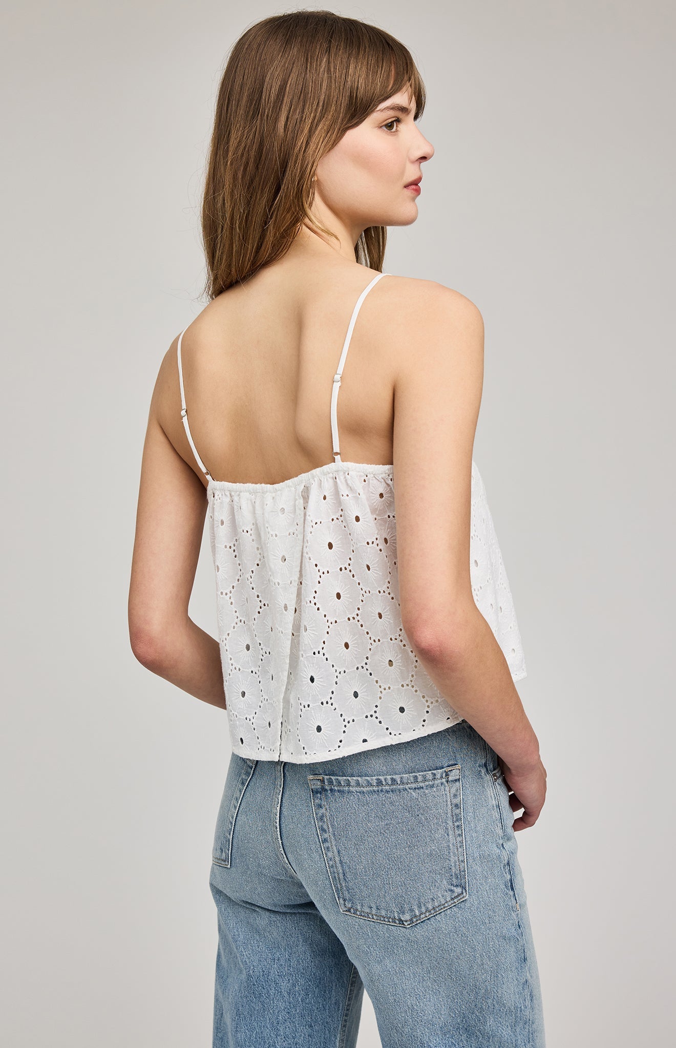 Elsie Eyelet Tank - White