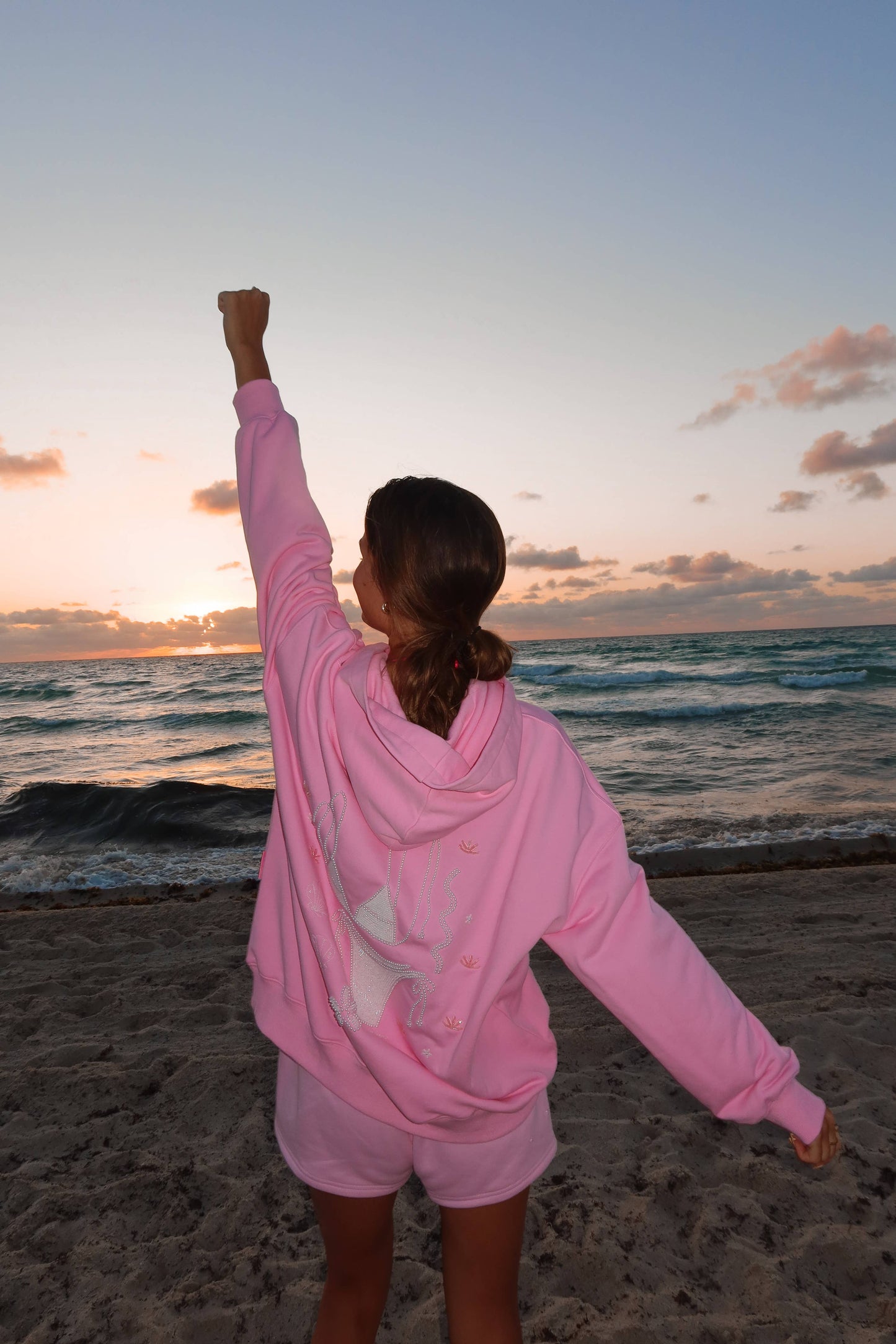 Lottie Pink Bikini Beaded Ocean Hoodie 100% Cotton - Lottie Pink