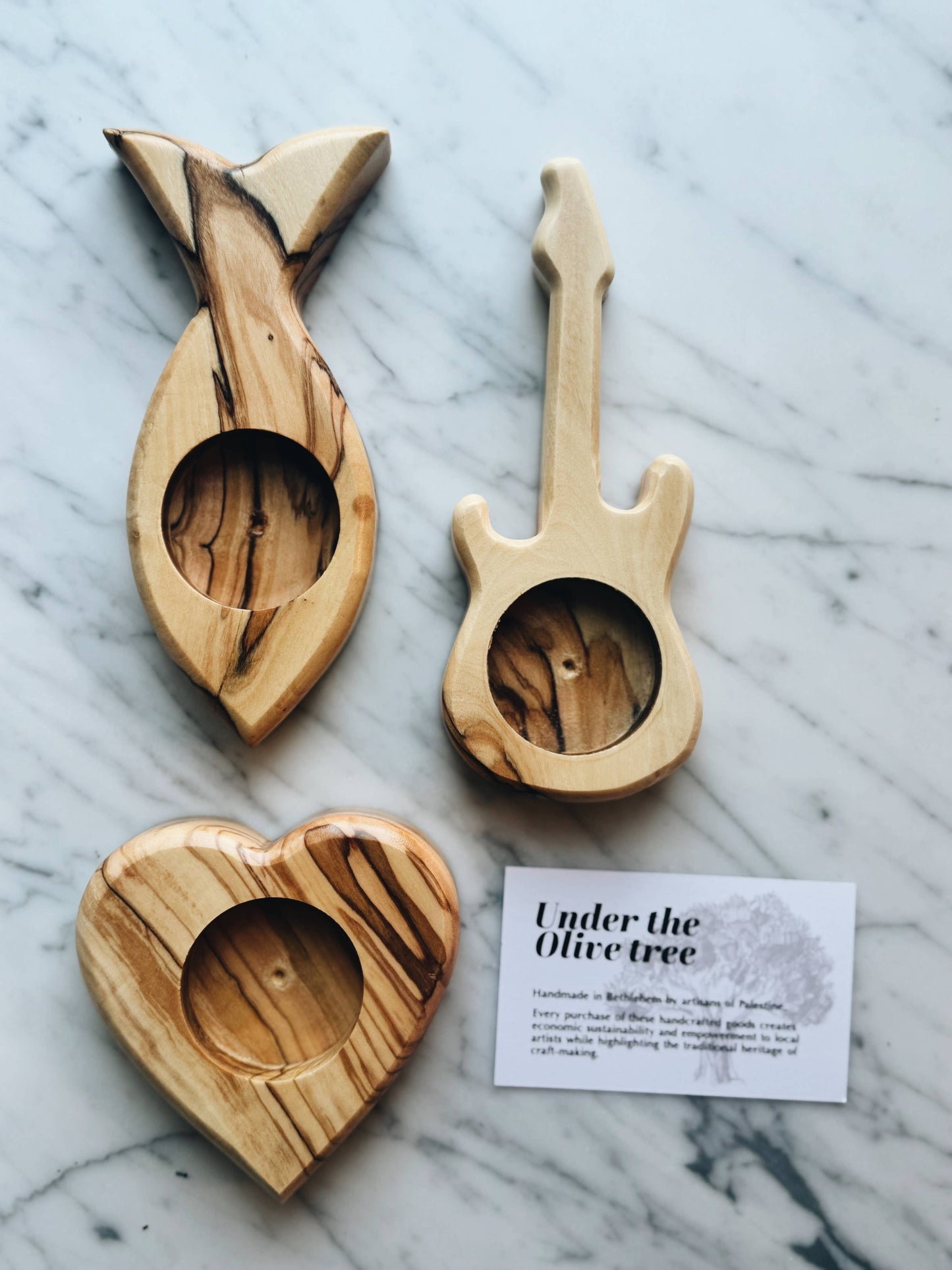 Olive wood Candle Holders - hand carved in Bethlehem