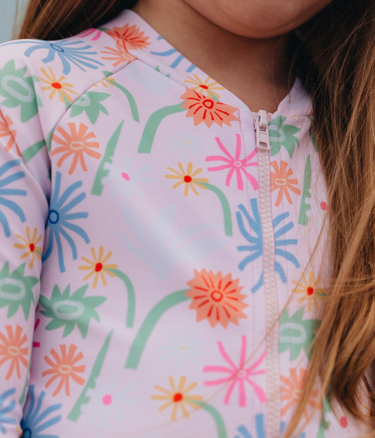 Garden Groove LongSleeve One Piece Swimsuit - Mary's Rose