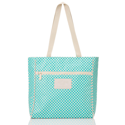 Tiny Check Go-To Tote - Blue Lagoon / Sandstone