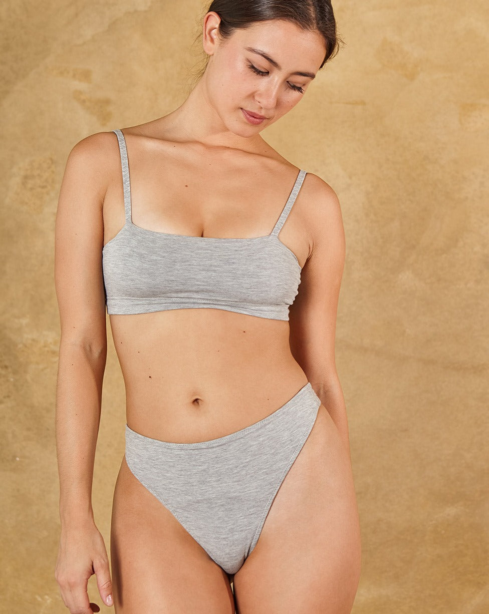High Rise Thong Mineral Underwear - Grey