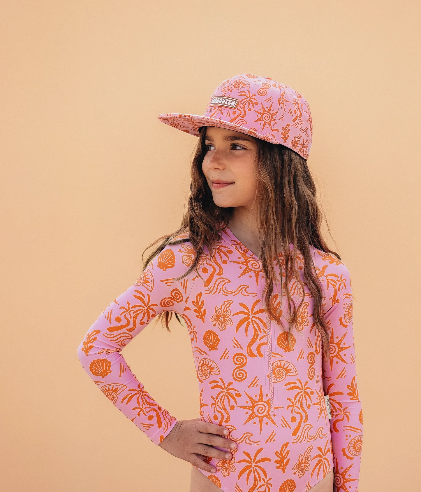 Blush Tides - Long Sleeve One Piece Swimsuit - Bubblegum
