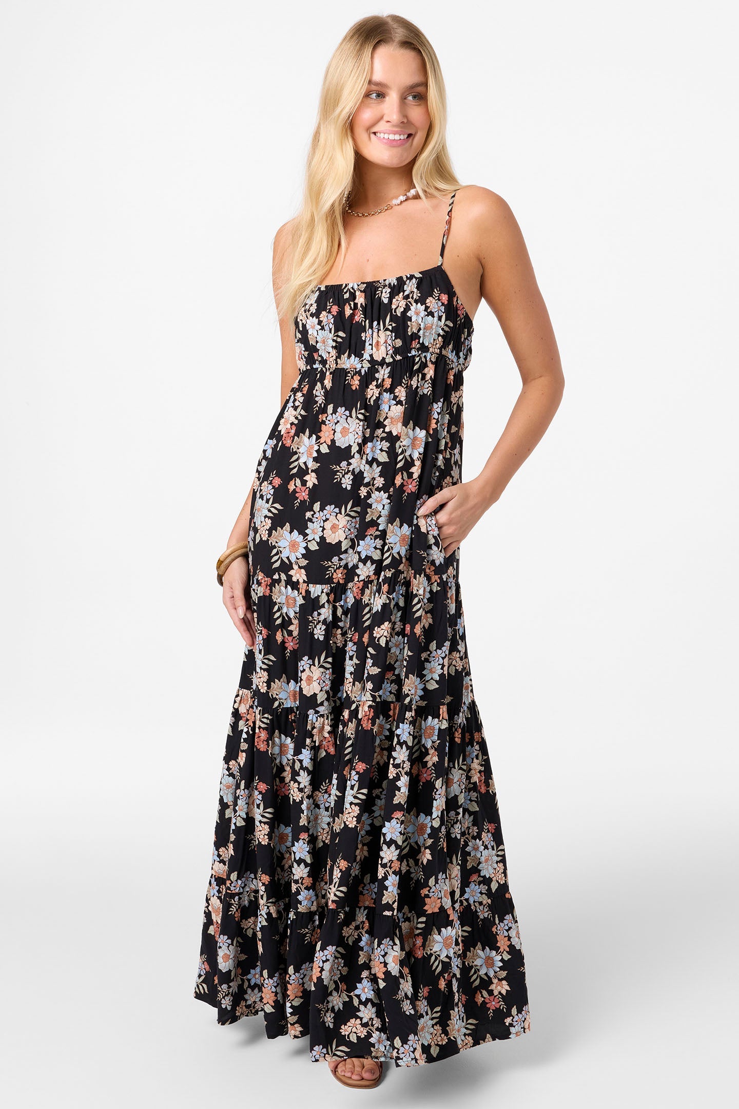 Lillie Bali Floral Maxi Dress - Black