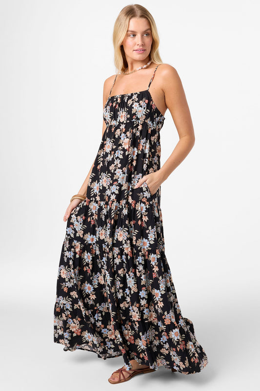 Lillie Bali Floral Maxi Dress - Black