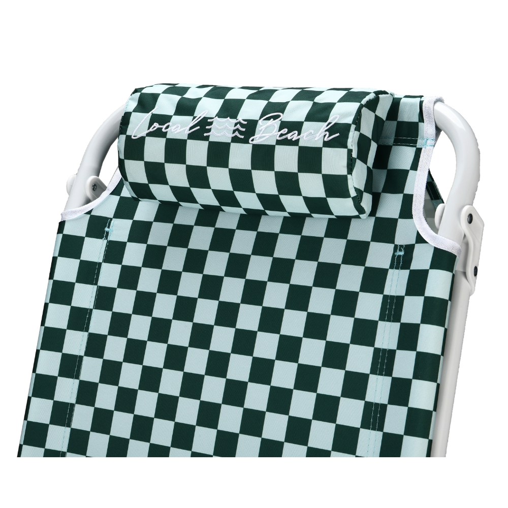 Checker Backpack Reclining Beach Chair - Green and Blue