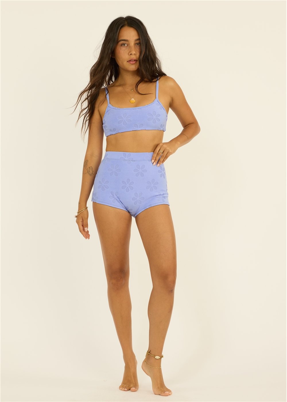Love Struck Terry Bralette Swim Top - Blissful Blue